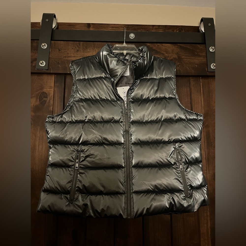 Isabella Glossy charcoal Puffer Jacket